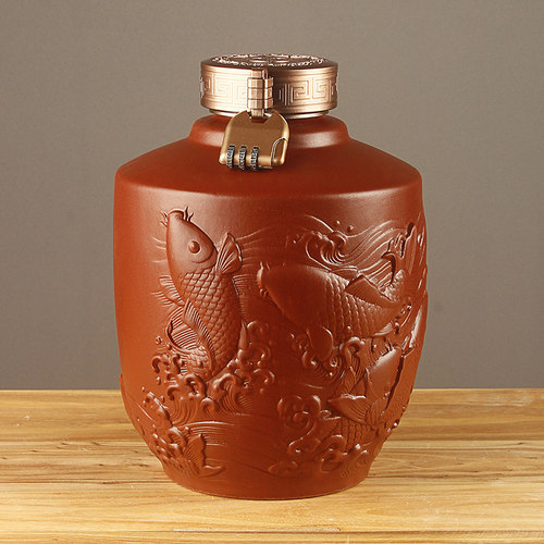 宝曦瑶紫砂酒坛子带盖