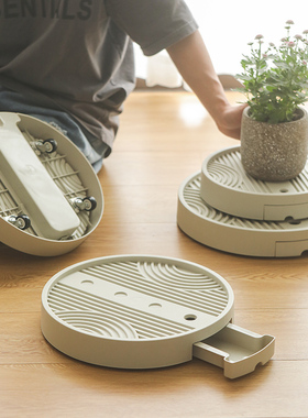 隐形移动滑轮花盆底座托盘塑料加厚万向轮植物绿植接水盘花盘底托