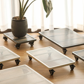 长方形移动花盆托 托盘铁艺带轮滚轮万向轮透气加厚大号四方绿植