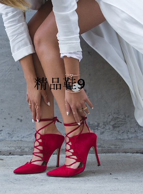 silla rulers 女鞋 凉鞋 尖头鞋 超高跟 走秀鞋 舞台鞋 大红 黑色