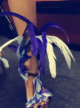 silla rulers 鸟毛鞋 羽毛鞋 走秀鞋 夜店鞋 T台鞋 棕色/紫色毛毛