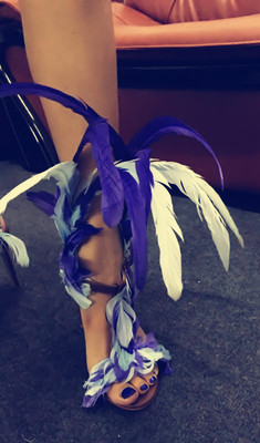 sillarulers鸟毛鞋鞋紫色羽毛鞋