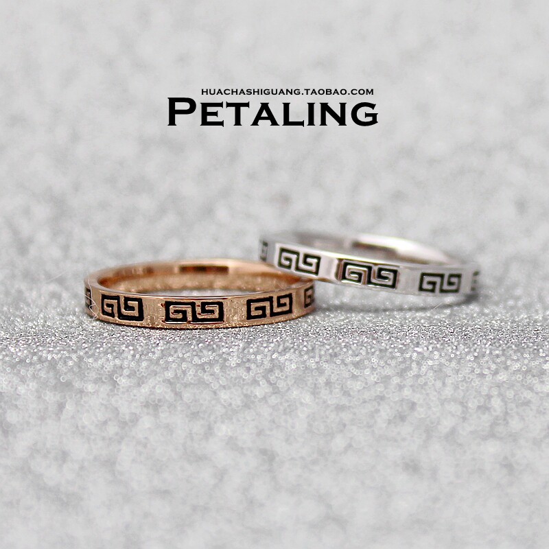 欧美大牌纪梵同款黑色标志镀18K金指环男女戒指戒子中性情侣2色潮