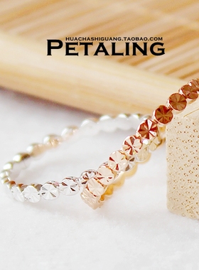 18K金波浪白色指环戒子