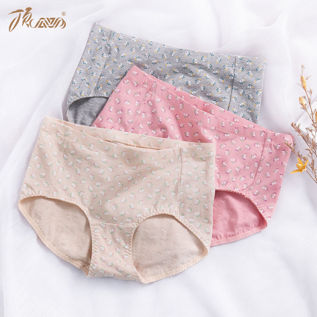 顶瓜瓜彩棉女高腰收腹大码内裤顶呱呱女士彩棉中老年三角内裤短裤,女士内衣/男士内衣/家居服,女三角裤,淘宝优惠券,粉丝福利购,淘宝优惠卷