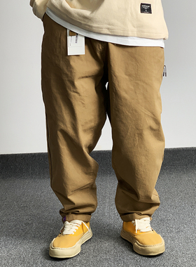 白菜性价比 紫标同款吸带式松紧廓形宽版工装休闲裤cityboy日潮