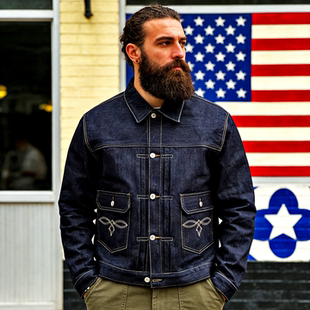 DOUBEL系 日系阿美咔叽16.8盎重磅原牛未脱浆短款牛仔外套Vintage