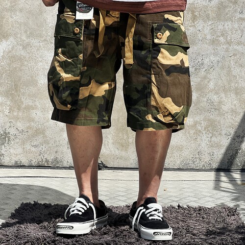 复古做旧迷彩树枝纹工装短裤