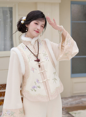 山间四时 清水溪汉初汉服新款女秋冬改良新中式马甲抗风保暖裤子