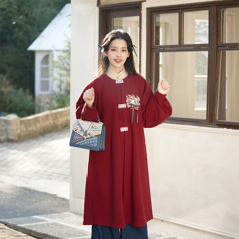 天域守护 清水溪秋冬国风汉服女万历长衫加厚日常百搭牛仔灯笼裤