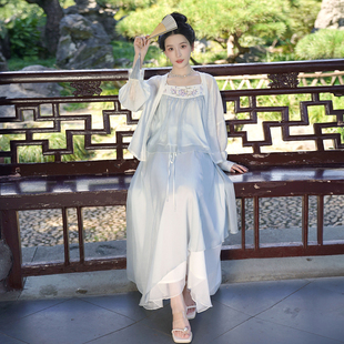 流光 清水溪汉初汉服女国风套装改良汉元素对襟衫吊带半身裙日常