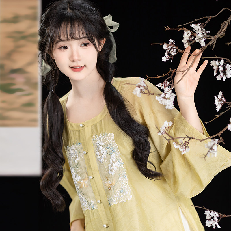 玉鸟紫藤 清水溪汉初国风原创汉服女长短袖圆领衫改良马面裙春秋,女装/女士精品,汉服套装,淘宝优惠券,粉丝福利购,淘宝优惠卷