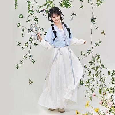 微月昏昏 清水溪汉初改良汉元素唐背子国风套装汉服女日常八破裙