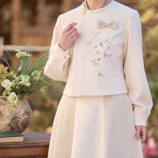 云间茶语 清水溪汉初汉服女东方美学改良圆领短袄松紧八破裙春秋