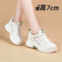 真皮小白鞋女2024秋冬季新款爆款运动轻便软厚底小个子内增高女鞋