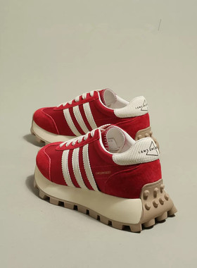 小蛮腰红色阿甘鞋女款2025春季新款厚底运动女鞋休闲老爹鞋子德训