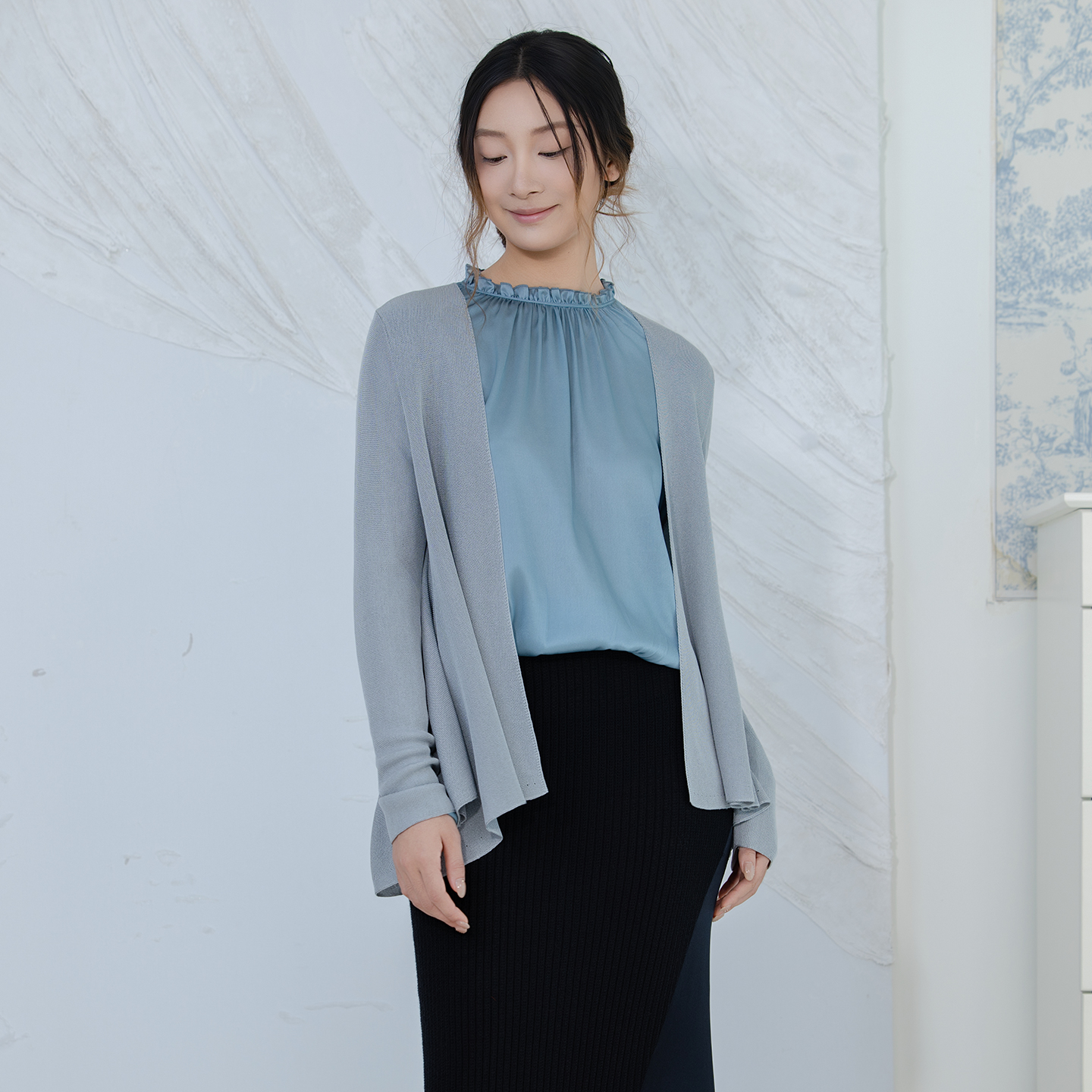 README 醋纤混纺 开衫 翻针