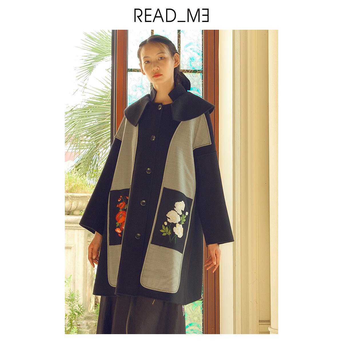 商场同款秋冬绣花大衣外套妈妈装