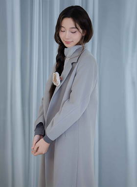 READ_ME读我翻驳领开襟羊毛羊绒长款大衣B30902104