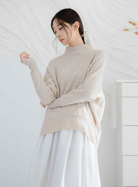 READ_ME读我宽松本白羊毛羊绒套头针织衫B30223346