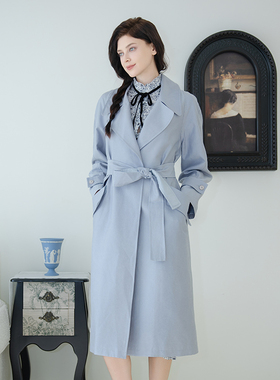 READ_ME读我粉兰羊腿袖宽松系带风衣B30512328