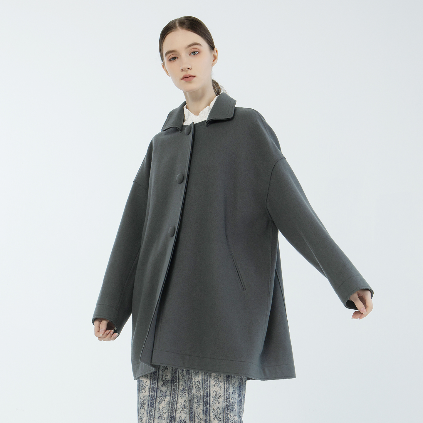 README羊毛中长款直身复古