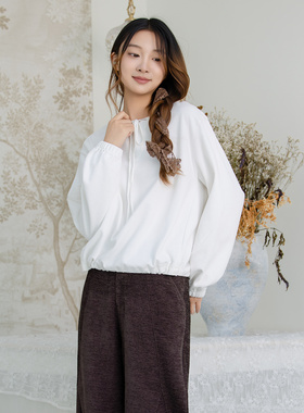 READ_ME读我假两件V领抽绳白色卫衣B91107103