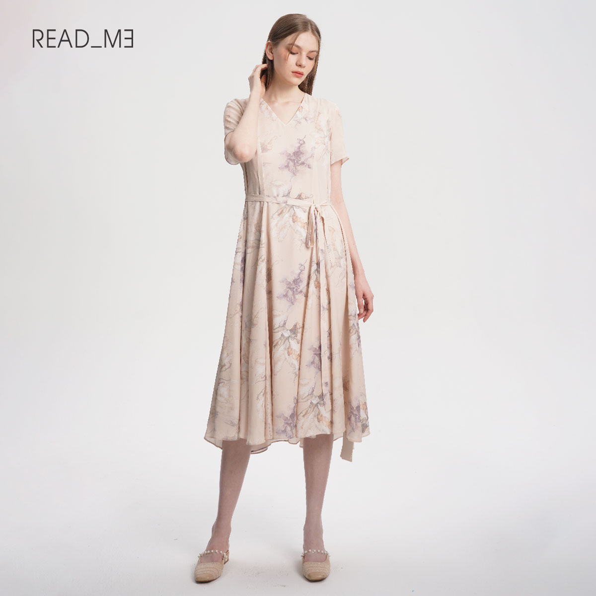 readme印花真丝连衣裙