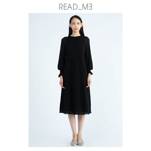 readme优雅长款羊毛针织连衣裙