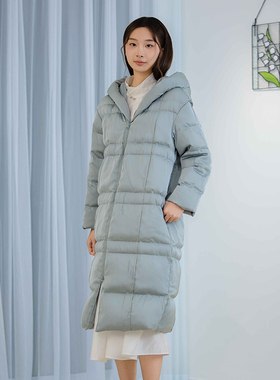 READ_ME读我连帽直身包容浅草绿长款面包羽绒服B31429538