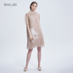 Readme读我真丝欧根纱印花兔女中长款宽松显瘦连衣裙50838627