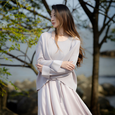 README醋酯混纺开衫无领简约