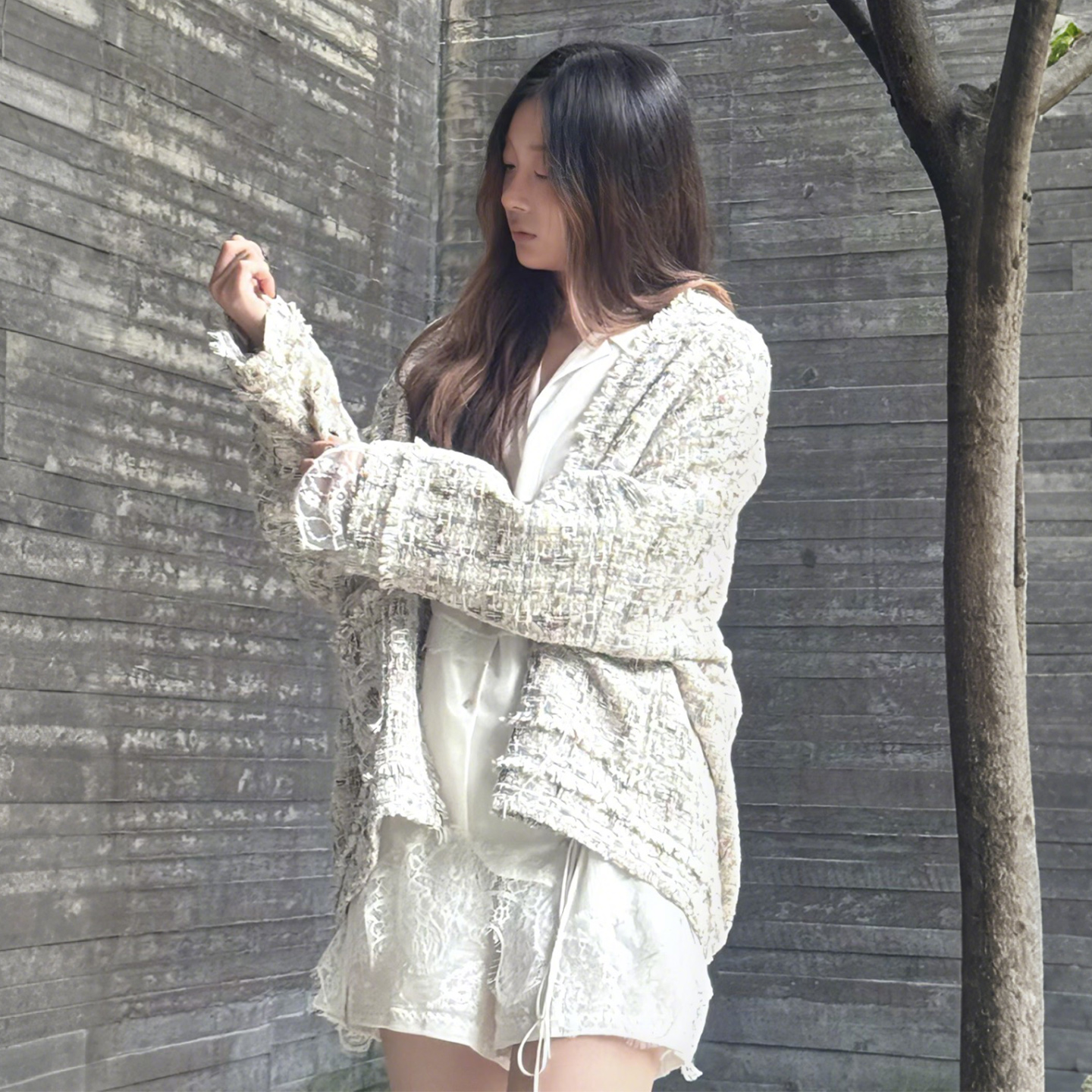 README小香风贴袋外套