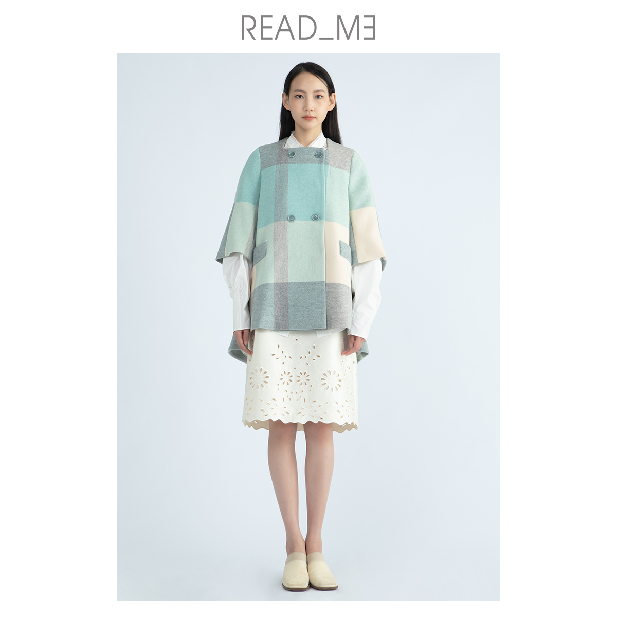 简约气质A版格纹羊毛大衣