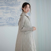 READ_ME读我顺身A摆针织袖 相拼米咖长款 羽绒服B11409405