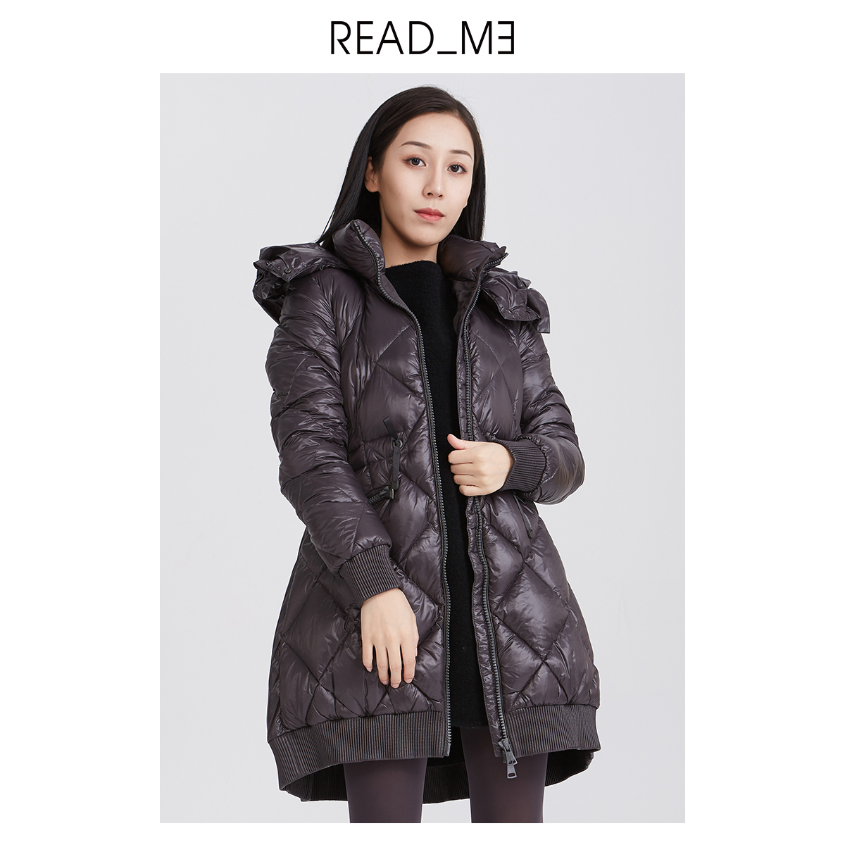 超值修身菱型带帽羽绒服