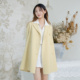 READ_ME读我经典 设计感超宽叠襟双排扣A摆羊毛黄色大衣B30933507
