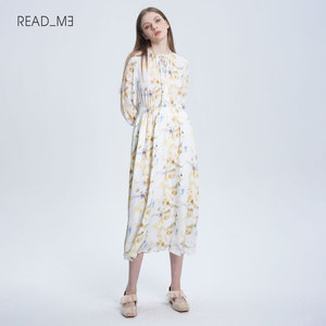 Readme读我长袖长款宽松显瘦印花连衣裙50816215