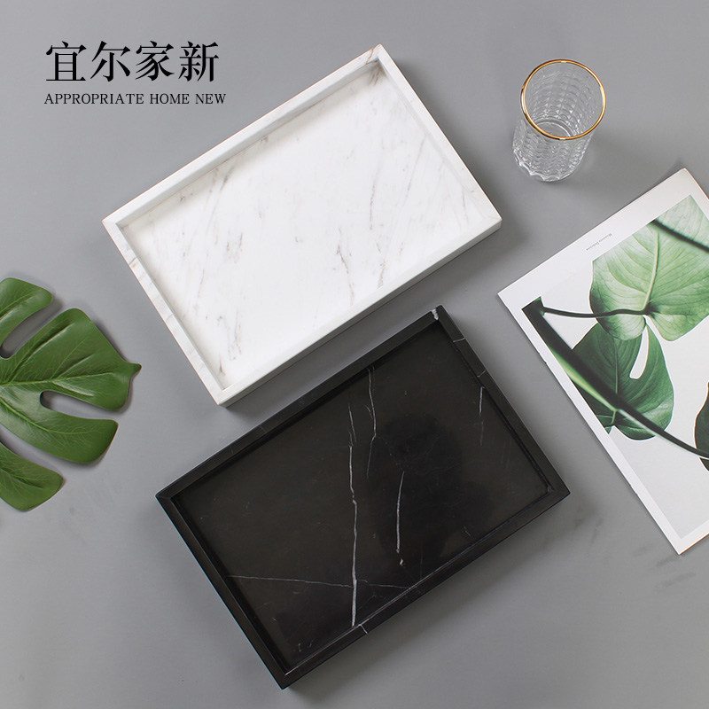 大理石托盘北欧ins纯色卫生间洗手台卫浴洗漱收纳轻奢长方形平盘