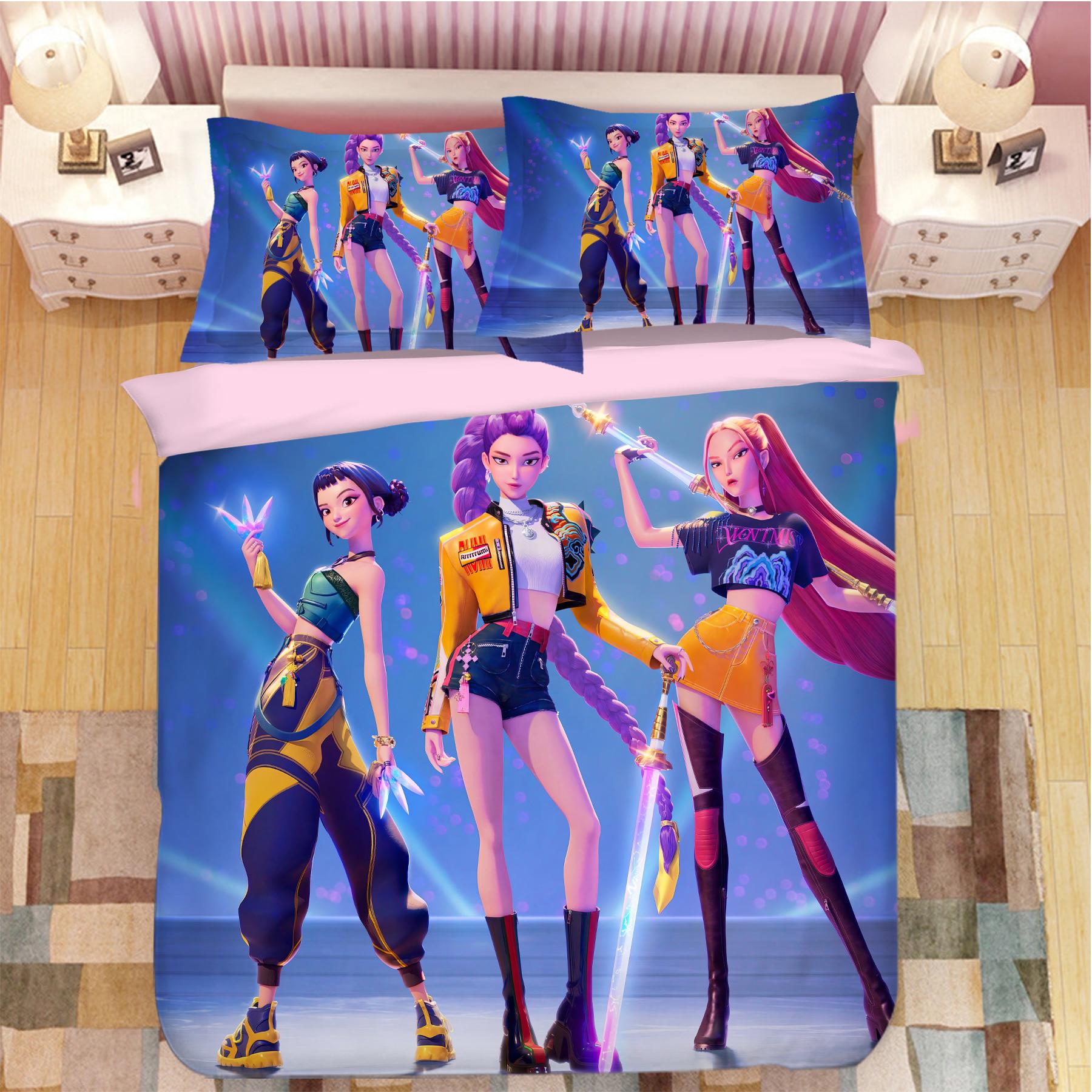 来图定制动漫游戏Kpop猎魔女团床单被套鲁米佐伊周边宿舍床三件套