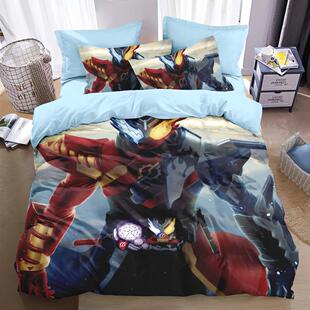来图定制卡通ZIO平成假面骑士纯棉床单被套儿童房全棉床品三件套