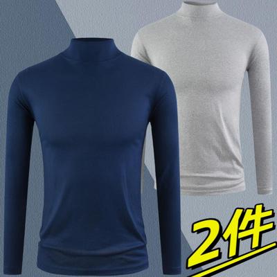 莫代尔棉半高领打底衫男士T恤