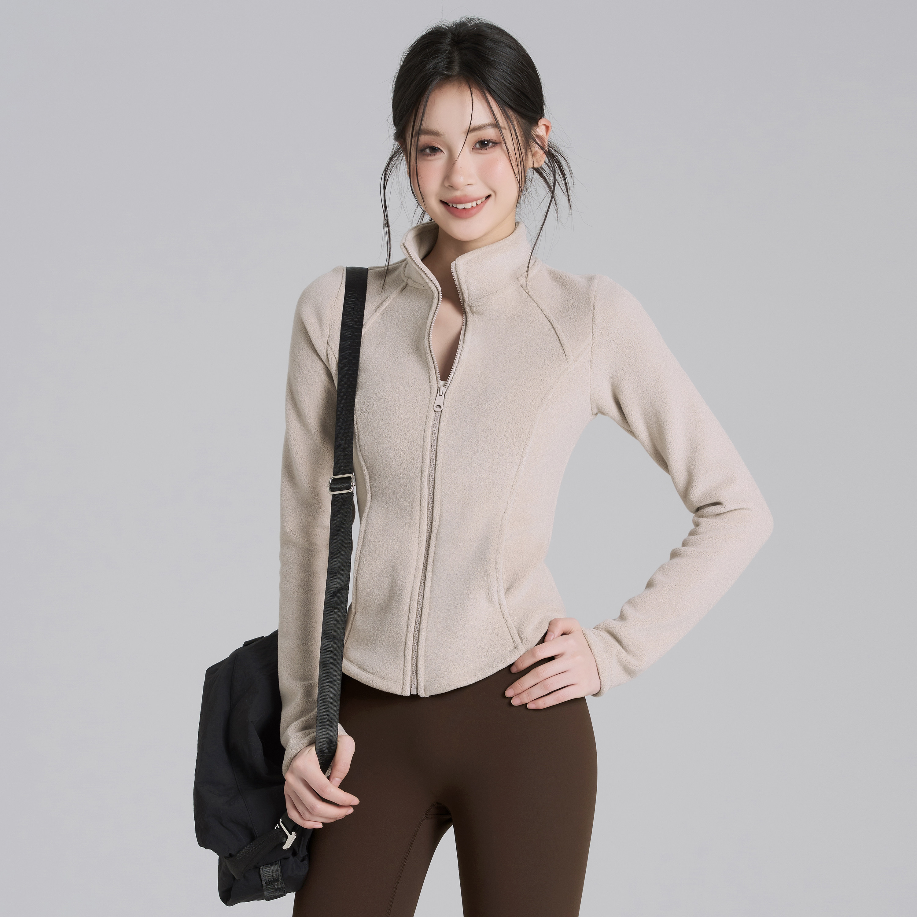 岚纹加绒加厚立领运动外套女高端休闲跑步健身上衣秋冬瑜伽服夹克,运动服/休闲服装,运动茄克/外套,淘宝优惠券,粉丝福利购,淘宝优惠卷