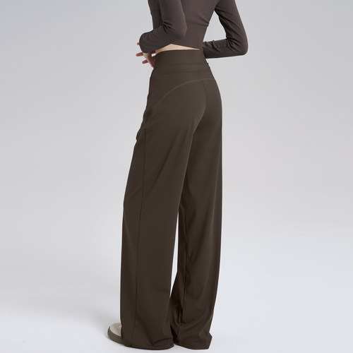 高腰阔腿垂感显瘦瑜伽运动长裤女