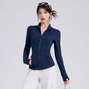 岚纹秋冬季瑜伽外套女立领拉链跑步骑行健身服高级感运动上衣长袖
