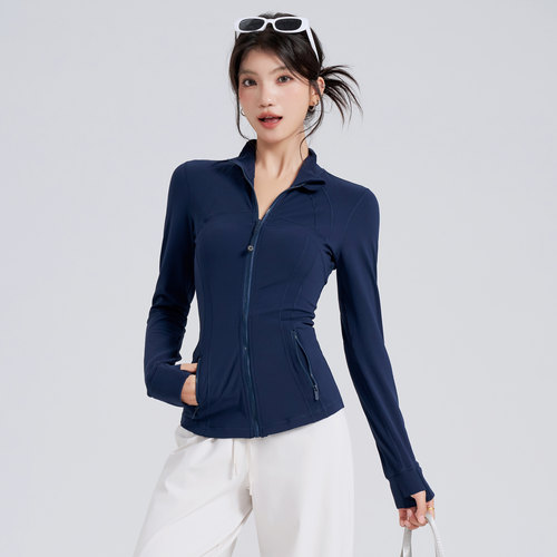 瑜伽外套女修身立领拉链健身服