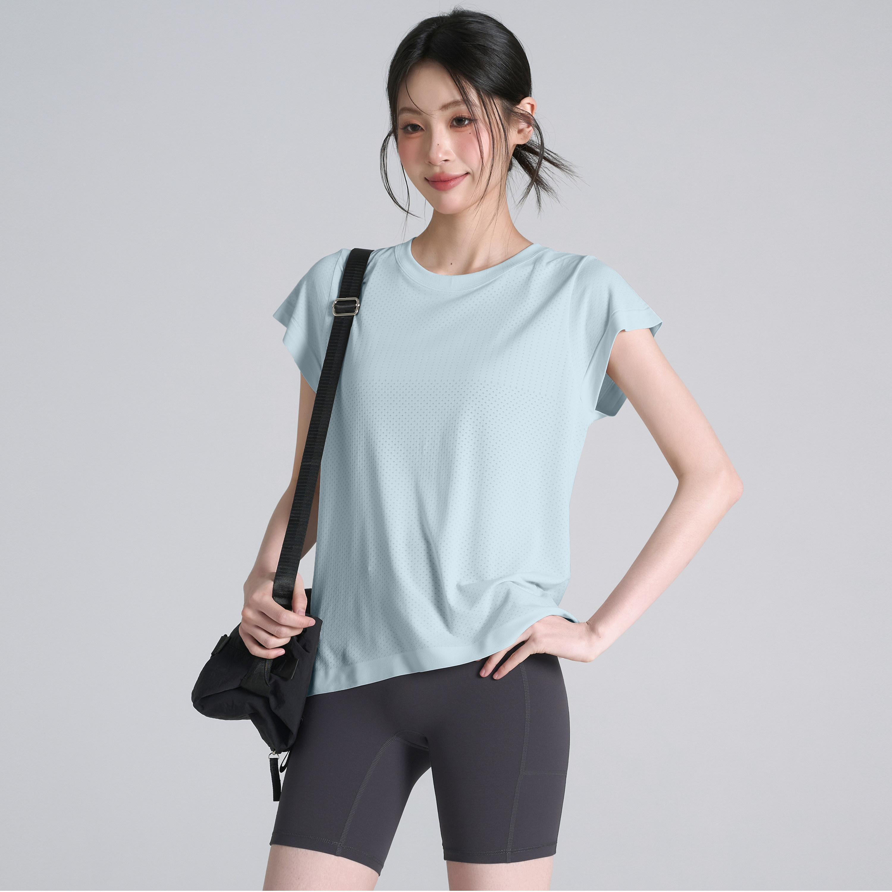 岚纹训练速干运动短袖女t恤宽松透气跑步健身上衣瑜伽服罩衫夏季