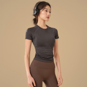 岚纹瑜伽服女短袖 紧身衣弹力速干透气运动t恤普拉提健身跑步上衣