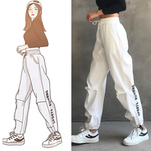 岚纹束脚工装裤女宽松bf国潮ins裤子女秋高腰哈伦显瘦运动休闲裤
