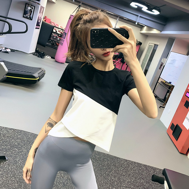 岚纹撞色跑步t恤女夏季短袖2021新款上衣网红运动风健身瑜伽服夏|ruв категории Женская одежда, футболка - от Buy2taobao.com для оказания профессиональной услуги покупки агента Taobao